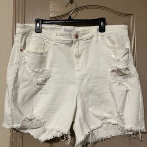 Judy Blue Women's Ripped Cream Jean Shorts